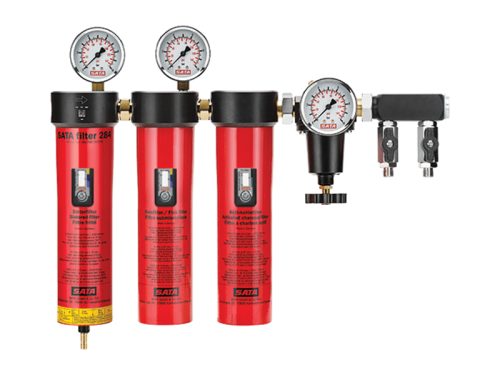 SATA® filter 284 triple-stage, sintered filter/fine filter, activated charcoal filter, pressure regulator, outlet module