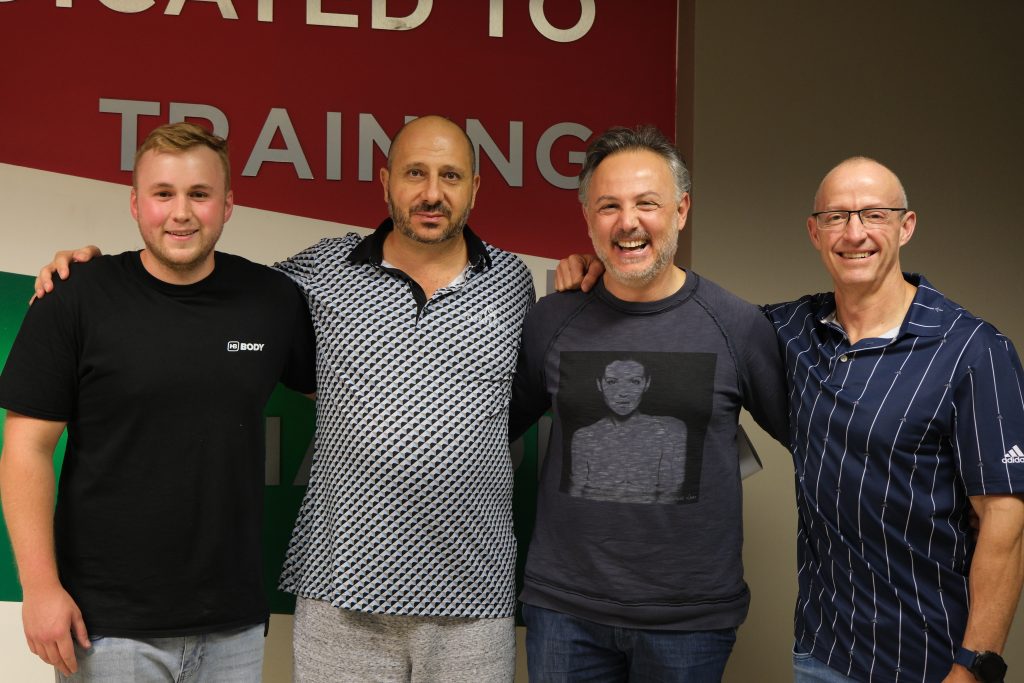 Keegan Botha, John Maroun, Isaac Rodopoulos and Lawrence Glen at the Bulldog Abrasives offices.