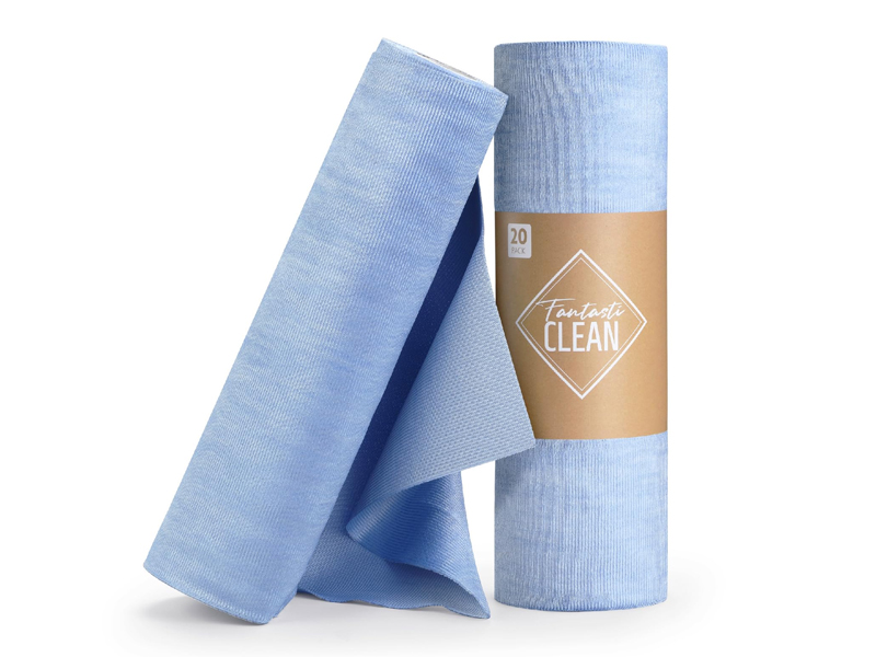 Microfibre Glass Cleaning Cloths, Tear-away, Blue, 20 pcs/roll